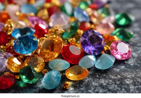 Colorful Gemstones Collection Close-up