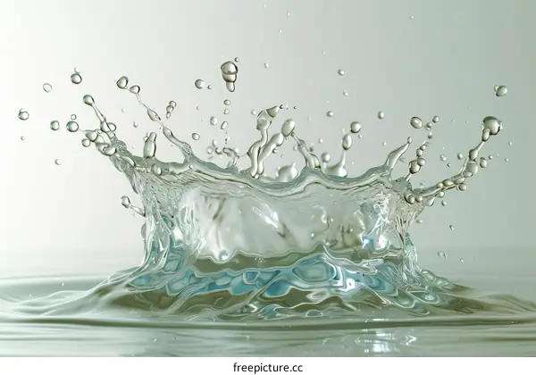 Water splash with a radial crown shape