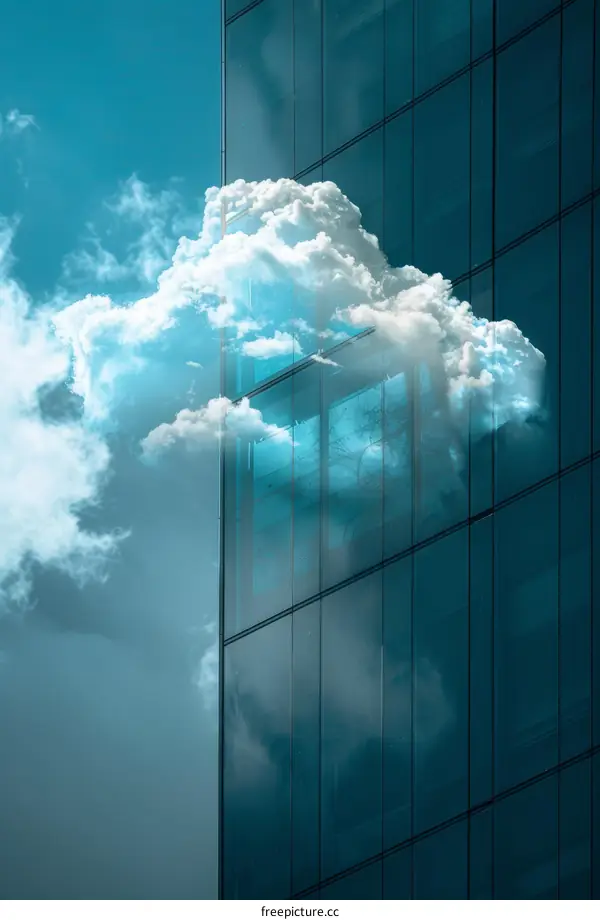 Glass Skyscraper with Clouds