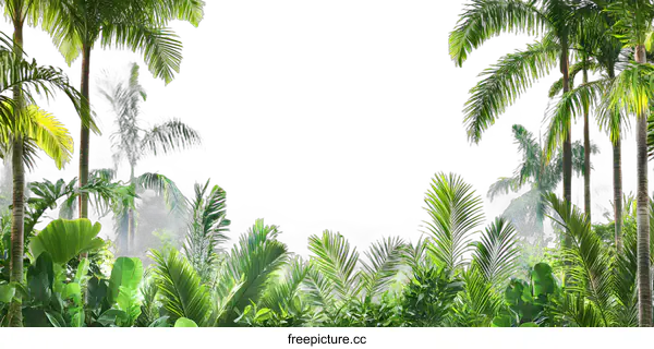 [Transparent Background PNG]Tropical Palm Trees Frame White Background