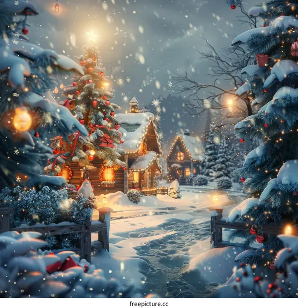 Winter Wonderland Christmas Village Scene