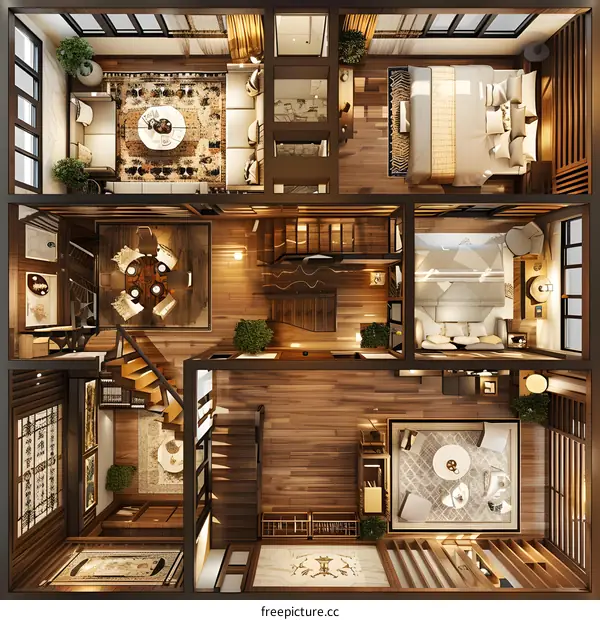 Modern Home Interior Design Floor Plan With Wooden Floors