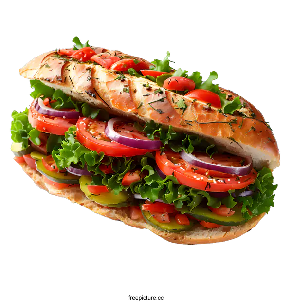 [Transparent Background PNG]Fresh Vegetable Sandwich on White Background