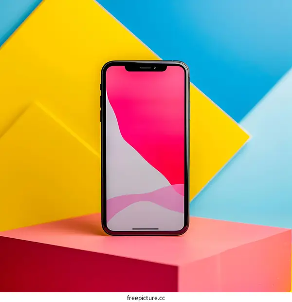 Black Smartphone on Colorful Background