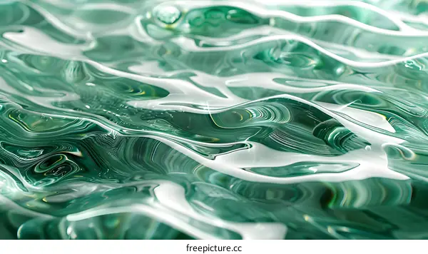 Abstract green and white wavy pattern