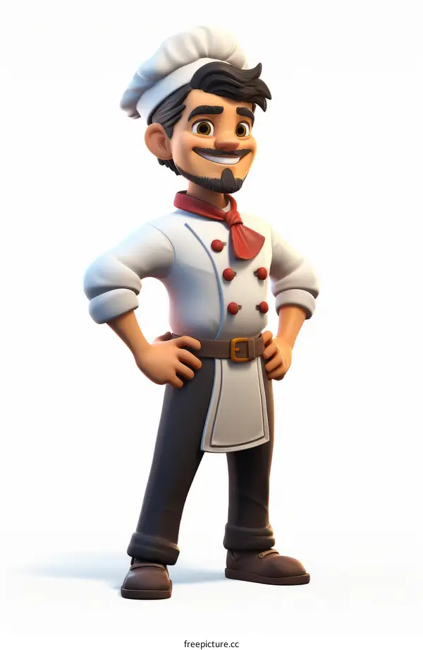 Happy Chef in Uniform 3D Illustration