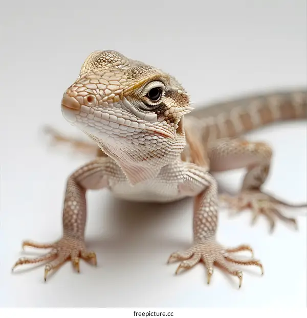Curious Lizard on White Background