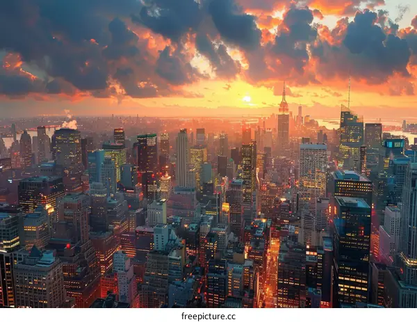 New York City Sunset Skyline