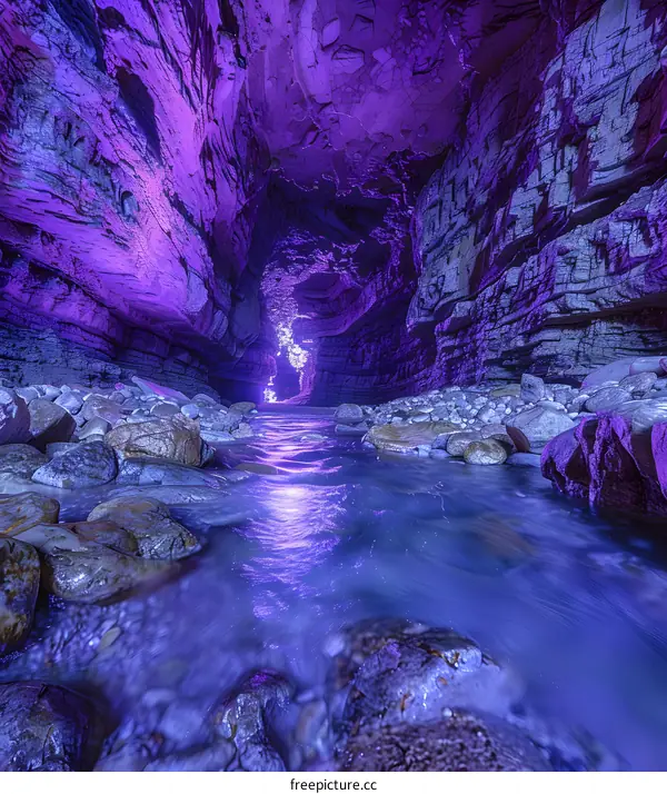 Purple Cave River Landscape