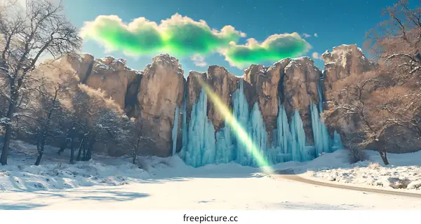 Frozen Waterfall in a Winter Wonderland