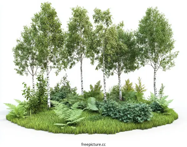 Isolated Green Landscaping Design Illustration