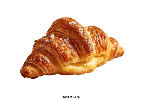 [Transparent Background PNG]Delicious Golden Croissant with Herbs and Salt