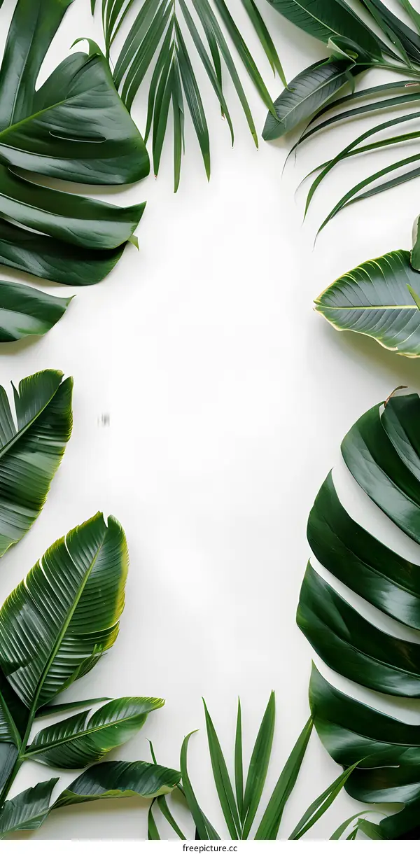 Green Leaves Tropical Minimalist Background