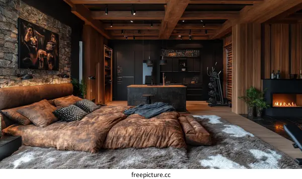 Modern Rustic Bedroom with Open-Concept Design