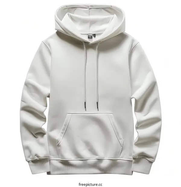 White Hoodie with Large Front Pocket
