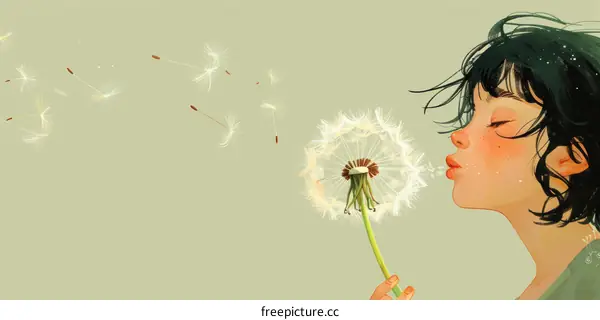 A girl blowing a dandelion