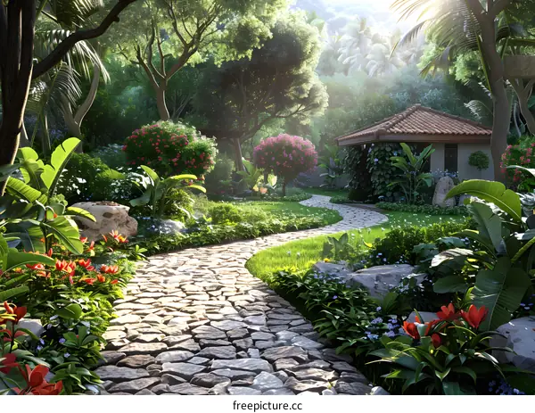 A lush tropical garden