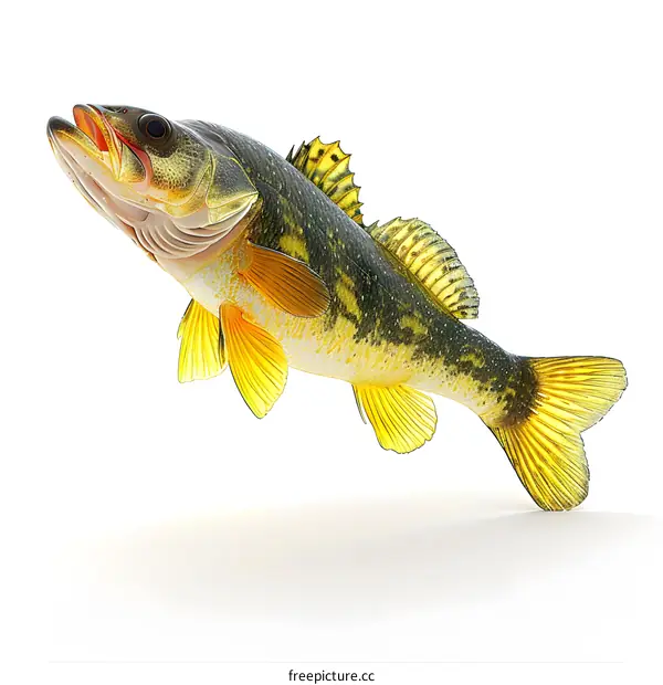 Yellow Walleye Fish on White Background