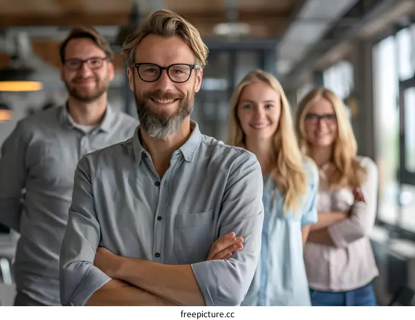 portrait of a group of business people smiling at the camera
