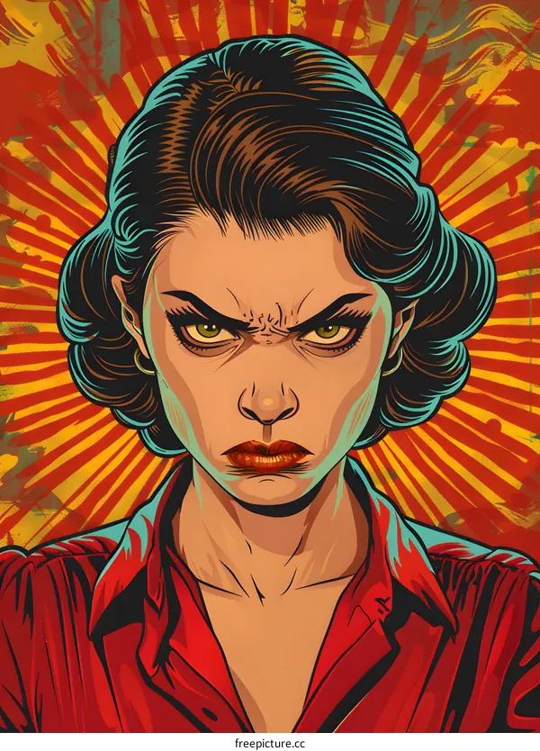 Retro portrait of an angry woman
