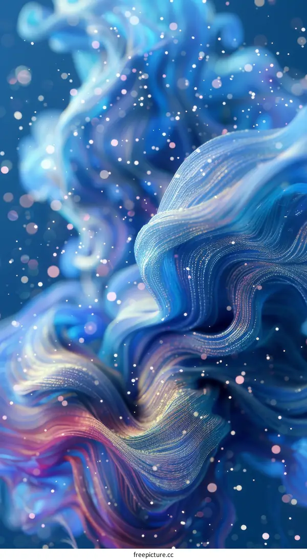 Glowing Particles on Vibrant Blue and Pink Abstract Background