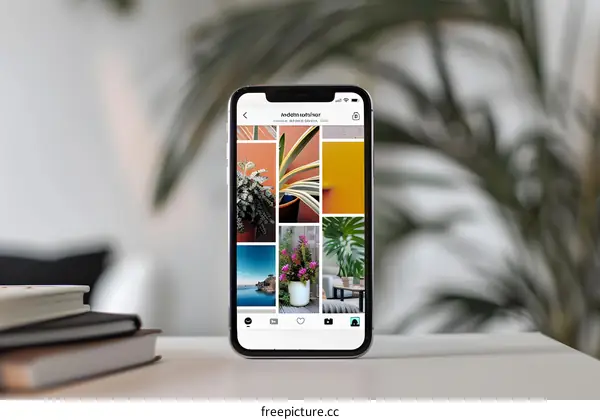 Smartphone Displaying Images of Plants and Nature