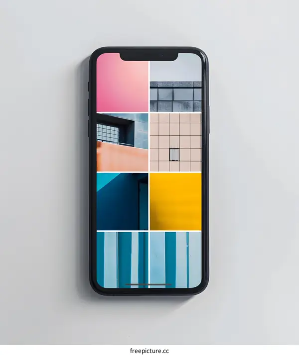 Modern Smartphone Displaying Architectural Collage