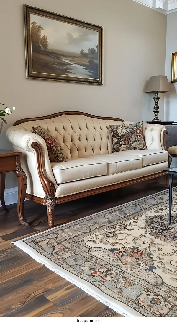 beige fabric sofa in living room