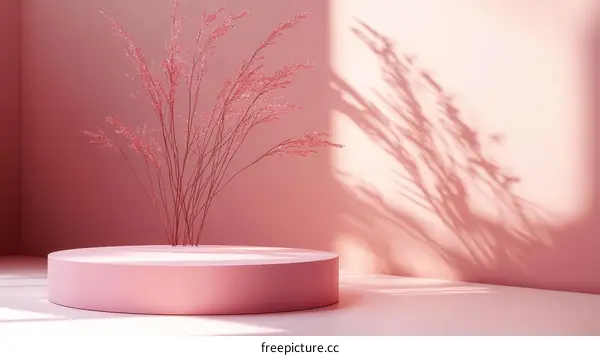 Pink Minimalist Product Showcase with Dried Flowers