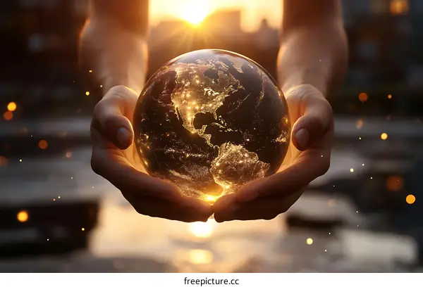 Earth Held in Hands of Caregiver