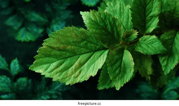 Close-up Vibrant Green Leaves in Nature