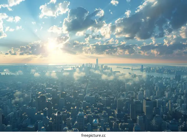 Sunrise Over the City Skyline