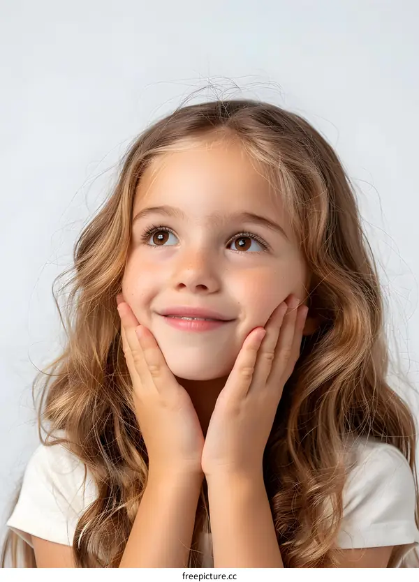 Portrait of a Young Girl With Long Blonde Hair Smiling