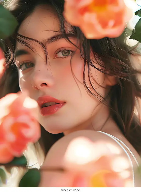 Portrait of a Young Woman With Flowers