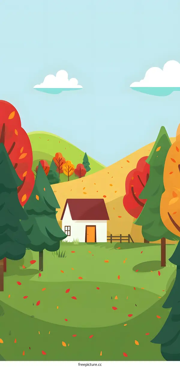 Autumn Landscape with a House and Trees