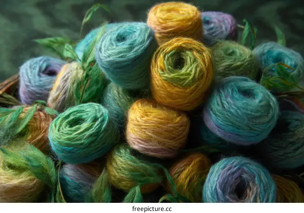 Colorful Yarn Balls in a Basket