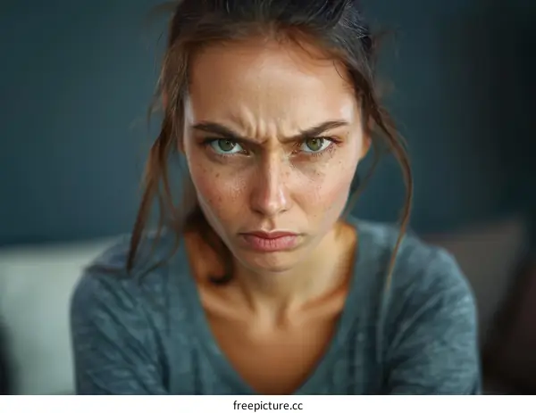 Close Up Angry Woman Face