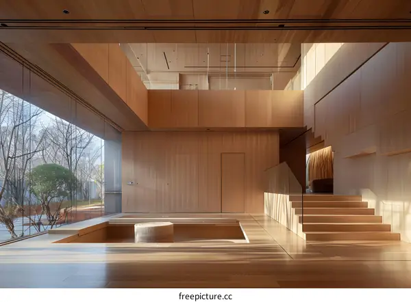 Modern Minimalist Wooden House Interior Design with Sunbeams