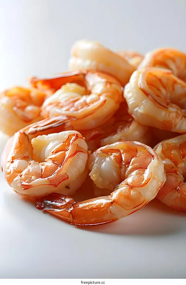 Cooked Shrimp on White Background