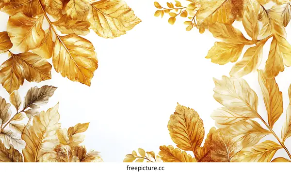 Golden Autumn Leaves Decorative Illustration