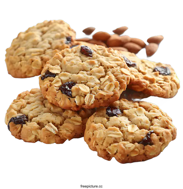 [Transparent Background PNG]Oatmeal Raisin Cookies with Almonds