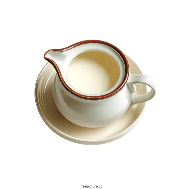 [Transparent Background PNG]Creamy Milk Pitcher on Saucer