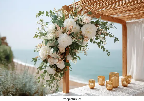Coastal Wedding Floral Arch Decoration