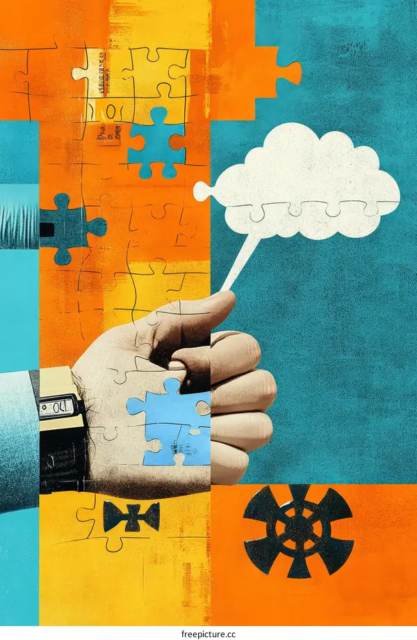 Puzzle pieces forming a thought process