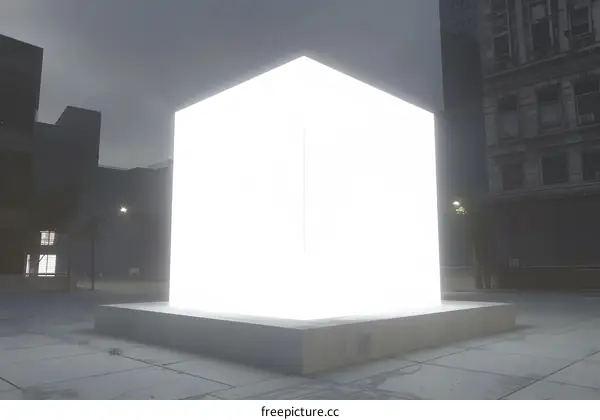 Glowing Cube in the City Night