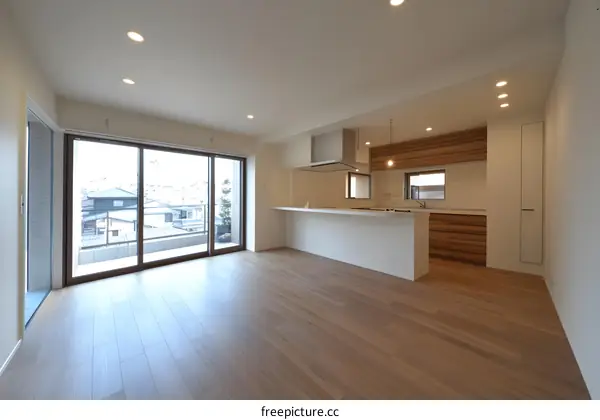 Modern Kitchen Interior Design with Large Windows