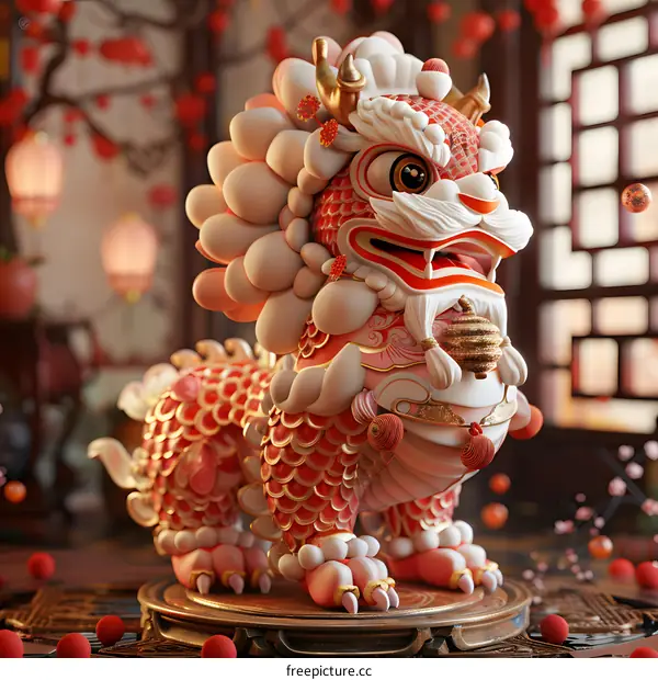 A lion dance to celebrate the Spring Festival
