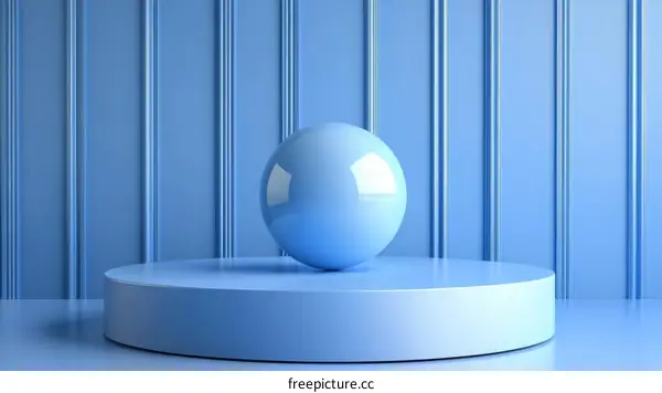 Abstract Blue Geometric Scene with Sphere