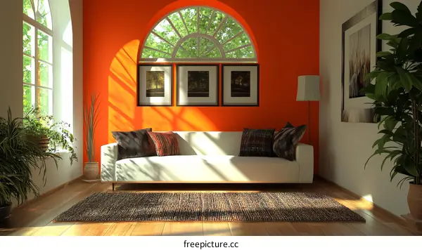 Modern Orange Living Room Interior Design