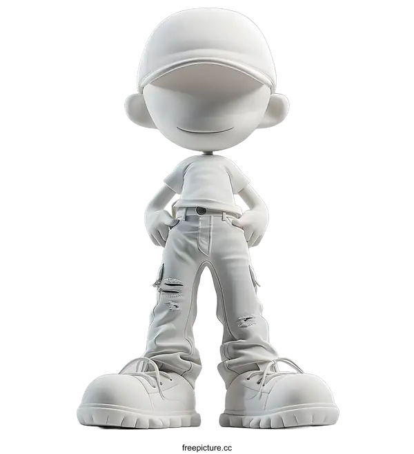 [Transparent Background PNG]3D rendering of a faceless boy wearing a cap